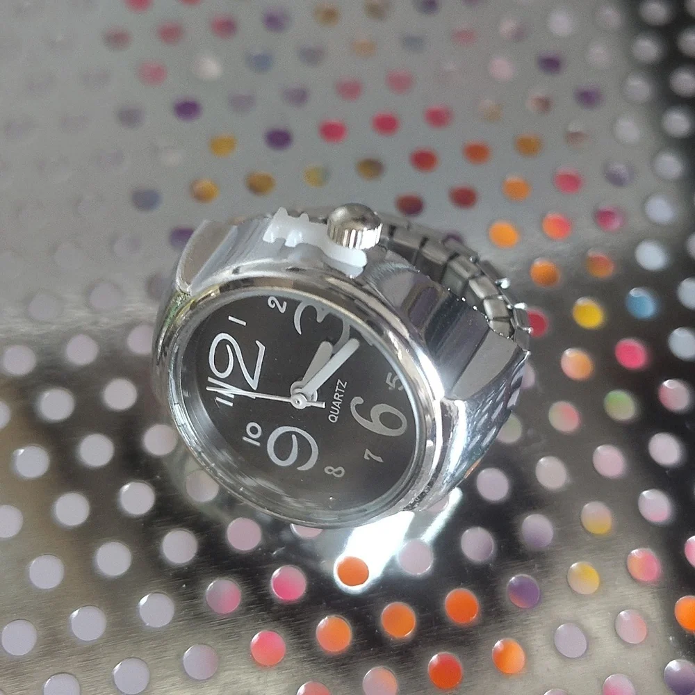 🆕Working Ring Watch Silver Peach Quartz NIP